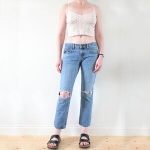 Vintage Rag & Bone Distressed Embroidered Low Rise Jeans Size 26